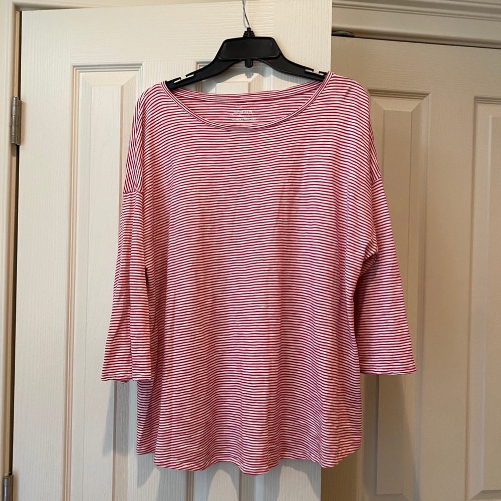 Chico’s Red&white stripe 3:4 sleeve tee